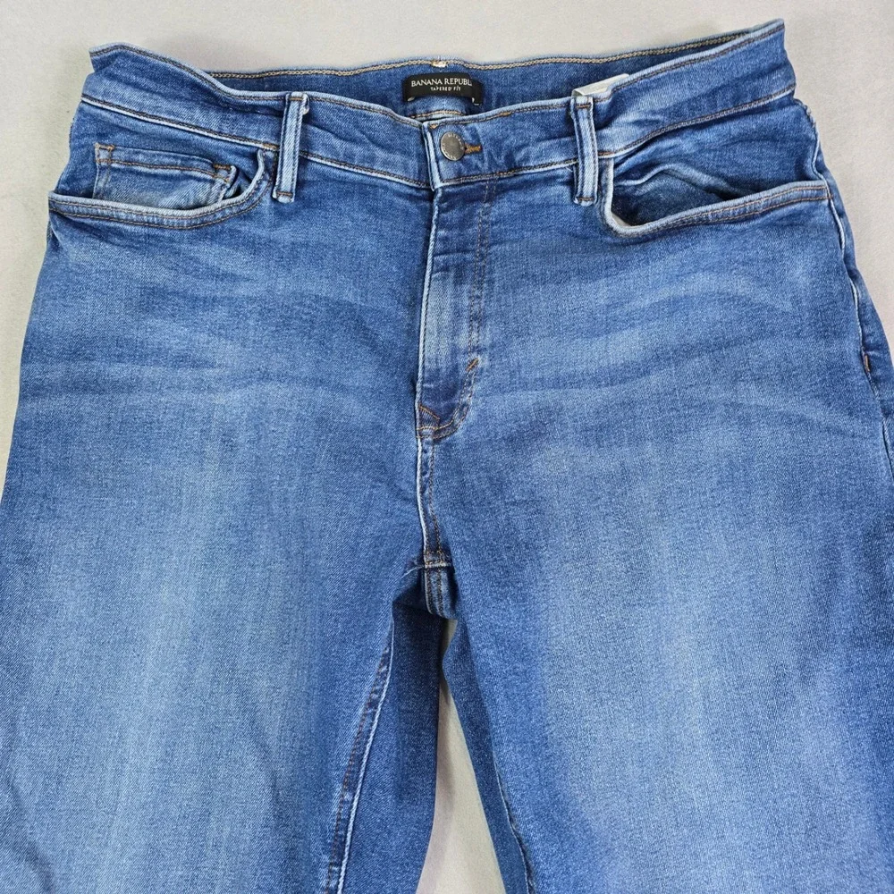Banana Republic Tapered‎ Fit Jeans Mens 36x34 (36x33) Blue Medium Wash Stretch